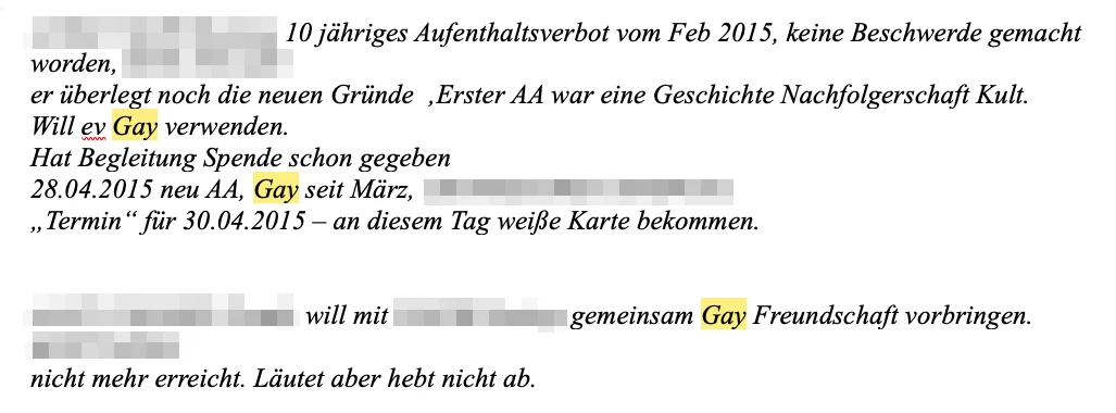 Screenshot aus den Dokumenten des Wiener Asylvereins